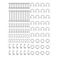 ชุดรวมสแตนเลสเครื่องประดับแบบเจาะกระดูกเล็บหูสะดือจมูก120ชิ้น