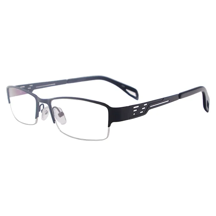 Metal Half Rim Rectangular Eyeglass Frame Classic Business Style Men ...