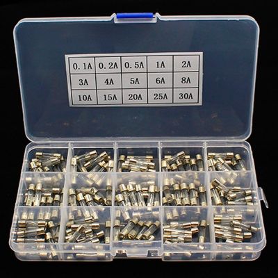 15Kinds 150pcs 5*20 Fast-blow Glass Tube Fuses Car Glass Tube Fuses Assorted Kit 5X20 with Box fusiveis 0.1A-30A Household Fuses Fuses Accessories