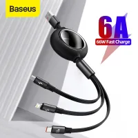 Baseus 3 in 1 USB C Cable For iPhone 13 66W/100W Retractable Type C Micro USB Cable For Macbook Samsung 6A Fast Charge Data Wire Cord