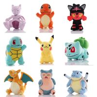 【LZ】❐  Pokémon Anime Brinquedos De Pelúcia Para Crianças Boneca Pikachu Snorlax Gengar Mewtwo Mew Kawaii Recheado Decoração Do Quarto Presentes De Natal 41 Estilos