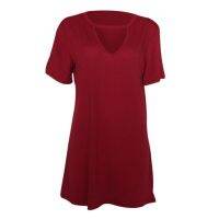 Women Casual T-shirt Dress Solid Color Plus Size Dresses