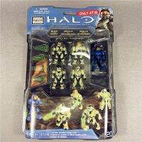 Mega Bloks Construx Halo กระเป๋าทหารตุ๊กตาขยับแขนขาได้บล็อกตัวต่อสปาร์ตันของแท้อะนิเมะเป็นกลุ่มอุปกรณ์เสริมแผ่นด้านล่าง