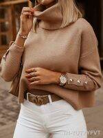 【hot】✉▦  Size Womens Sweaters 2023 Fashion Womens Turtleneck Pullovers Sleeve Loose Knitted Sweater for