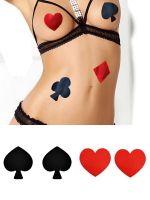 【cw】 5 Pairs/lot Poker Card Shaped Nipple Stickers Fabric Breast Disposables Pasties Invisible Cover