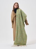 ○✿﹍  2023 Winter Plush  Thickened  Keep Warm Gradient Simple Color Colored Stripe Scarf Retro Tassel Women Collar Shawl Long Scarf