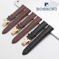 Rossini นาฬิกาสายหนังผู้ชายและผู้หญิงต้นฉบับ 517769 นาฬิกาคู่แฟชั่นที่เรียบง่ายสายหนังหัวเข็มขัดผีเสื้อ