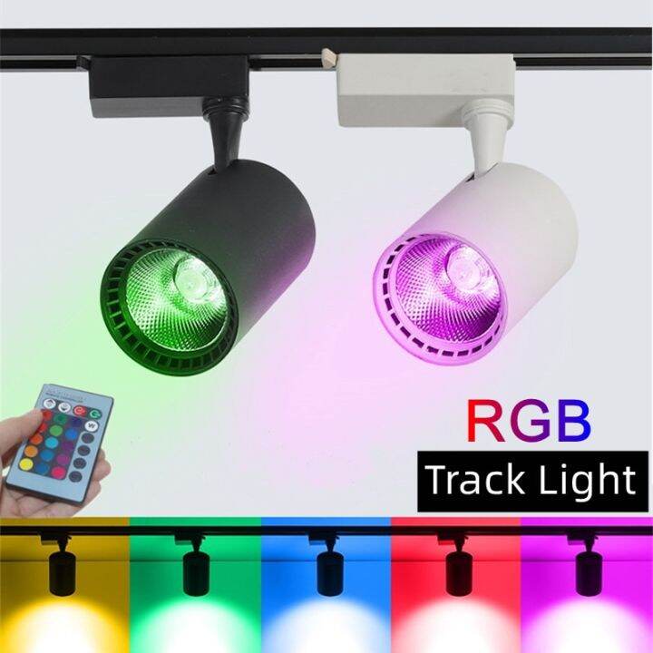 RGB LED Ceiling Track Light 12W/15W/20W Colorful COB Phase Wall Rail ...