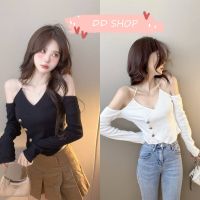 DD SHOPพร้อมส่งU036 เสื้อไหมพรมแขนยาว เปิดไหม เรียบหรูดูแพงมาก