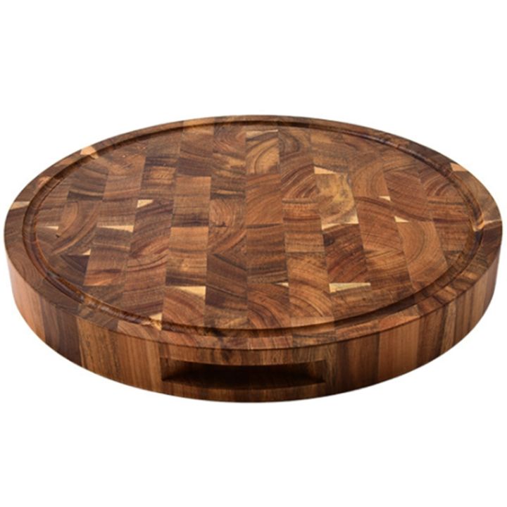 Acacia Wood End Grain Cutting Boards Wooden Butcher Block Meat Cutting Wood Thick Board Round 4013