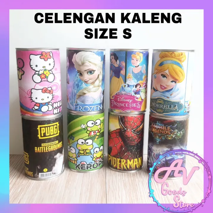 celengan kaleng tabung karakter size S (Small) / celengan kaleng Kecil