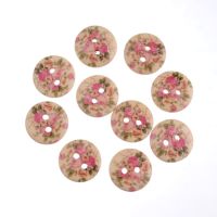 Free Shipping Retail 20Pcs Random Mixed Multicolor Flower 2 Holes Round Wood Sewing Buttons Scrapbooking 15mm Haberdashery