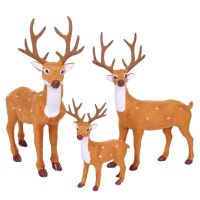 1PCS Emulation Deer สัตว์หัตถกรรม Elk Plush Reindeer Fairy Garden Figurines Props ของขวัญคริสต์มาสตกแต่งบ้าน Ornaments