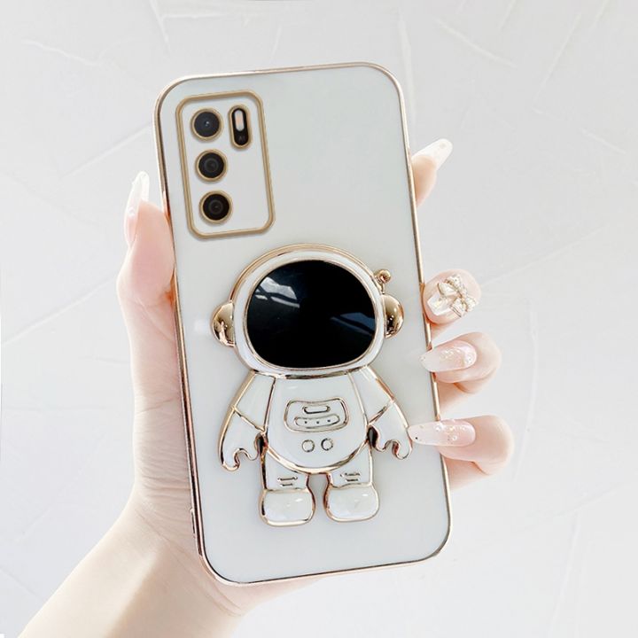 เคสโทรศัพท-เคส-poco-m3-นักบินอวกาศขาตั้งแบบพับได้แฟชั่นสีทึบหรูหราชุบโครเมียมนุ่ม-tpu-เคสโทรศัพท์สแควร์คลุมทั้งหมดเคสป้องกันกล้อง