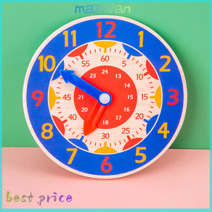 mazalan-นาฬิกาไม้มอนเตสซอรี่สำหรับเด็กนาฬิกาความรู้ความเข้าใจที่สองของเล่นชั่วโมงนาที