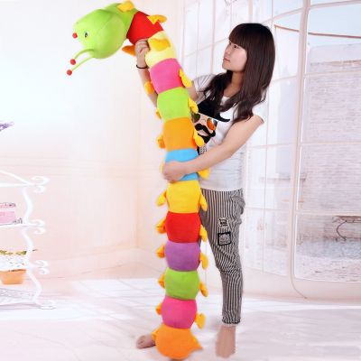 【LZ】☇▫✘  50CM Colorful Long Cognitive cute Plush Worm Stuffed Doll Toys Soft Worm Cushion Educational Gift for Birthday Kids