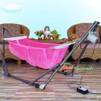 Auto Hammock เปลนอนเด็กไกวอัตโนมัติแบบพับได้ขนาดกลาง(M)สไตล์ผ้าเปลมีมุ้งสีชมพู