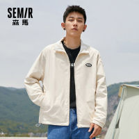 SEMIR ชายเสื้อฤดูใบไม้ร่วง2021ใหม่หลวมหล่อหนุ่มแฟชั่นวัยเยาว์พิมพ์คู่-ด้านที่ใส่ Stand Collar Jacket