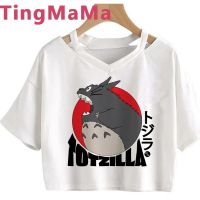 Studio Ghibli โตโตโร่มิยาซากิ Hayao Spirited Away Poyo Tshirt ผู้หญิงสวยฮาราจูกุ Kawaii เสื้อยืดวินเทจ