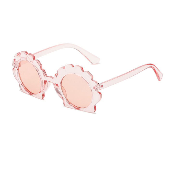 แว่นตากันแดดรูปดอกไม้สีชมพูสำหรับเด็กอุปกรณ์เด็กหญิงเด็กชาย-pelindung-mata-ถ่ายภาพกลางแจ้ง