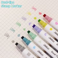 1/6pcs Dual Tip Stamp Marker Pens Set Multi Color Line Highlighter Star Love for Drawing Paint Art Office School A7277-Yuerek