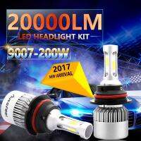 2pcs 9007 6500K HB5 COB DC 9-30V 200W LED Headlight Kit High Low Beam Light Bulbs 360 degree lighting