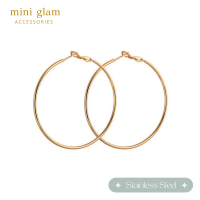 Miniglam Minimal Round Oversized Hoop Earrings ต่างหูห่วงสเตนเลสสตีล สีโรสโกลด์