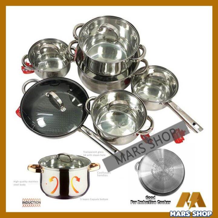 Zepter Cookware ZP2203 Stainless Steel 12Piece Cookware Set Stainless
