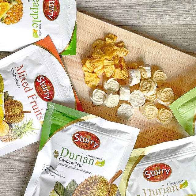 starry-freeze-dried-fruit-durian-with-cashew-nut-ทุเรียนผสมเม็ดมะม่วงหิมพานต์อบกรอบ-ฟรีซดราย-ตรา-สตาร์รี-40g