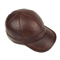 Adult New Genuine Leather Hat Mens Warm Genuine Leather Baseball Cap Male Winter Outdoor Ear Protection Cap Leather Hat B-8385