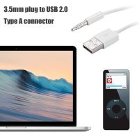 3.5mm Plug Audio AUX to USB 2.0 Plug Adapter Charging Cable 1M White