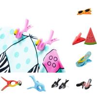 Cute Animal Beach Towels Clips for Sunbeds Large Size Plastic Sun Lounger Quilt Retaining Clip Clothes Pegs Pins Drying Racks