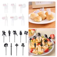 6/8PCS White Cat Fruit Fork Mini Cartoon Children Snack Cake Dessert Food Fruit Pick Toothpick Lunch Party Decor