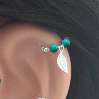 [HOT N] กระดูกอ่อนต่างหูสำหรับกระดูกอ่อนสีเขียวขุ่นต่างหูห่วง TinyTurquoise