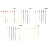 W3JA 100 Pcs Natural Bamboo Toothpicks Fruit Cocktails Sticks Skewers Garnish Decorative Sticks for Appetizer and Drinks