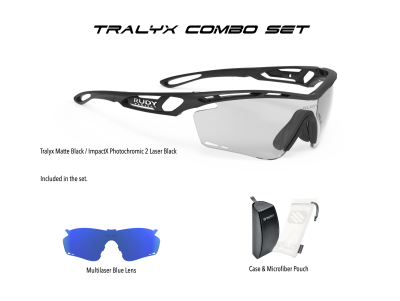 Rudy Project Tralyx Matte Black / ImpactX Photochromic 2 Laser Black + Multilaser Blue Combo Set Sunglasses