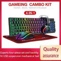 hot【cw】 Thunderwolf TF400 four-piece luminous set keyboard mouse headset and computer accessories