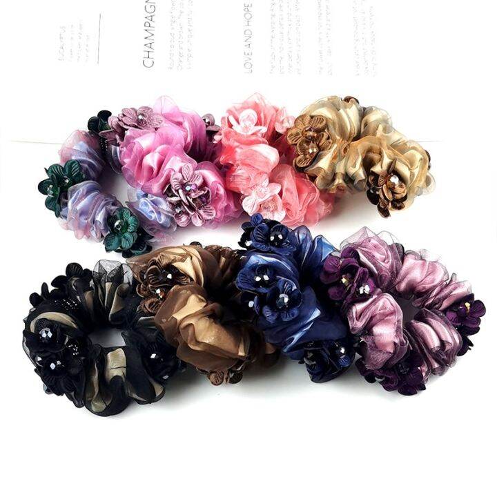 new-korean-version-silk-organza-large-intestine-high-elasticity-flower-hair-ornament-without-hurting-hair