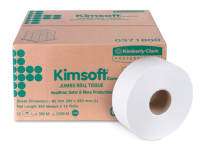 KIMSOFT กระดาษชำระม้วนใหญ่ คิมซอฟต์ จัมโบ้ โรล ทิชชู่ หนา 2 ชั้น รหัสสินค้า 03718 สินค้าคิมเบอร์ลี่ย์-คล๊าค โปรเฟสชั่นแนล 12 ม้วน ม้วนละ 300 เมตร