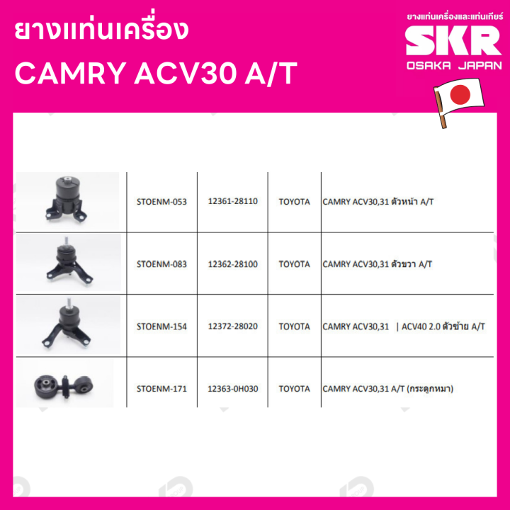 ยางแท่นเครื่อง-แยกขาย-toyota-camry-acv30-a-t-ยี่ห้อ-skr-สินค้านำเข้าจากญี่ปุ่น-แยกซ้าย-ขวา