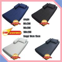 PUTIH KATUN HITAM Foam Mattress Cover 90x200 80x200 100x200 Bed Sheet set Checkered Pattern Gray Cotton Material Undo The