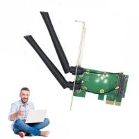 Wireless Wifi Network Card Mini PCIE To PCI-E 1X Desktop + Adapter Antennas 2 B6N7