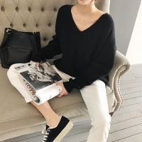 Casual Pullover 2021 Spring Winter Womens Sweaters V-Neck Minimalist Tops New Fashionable Korean Style Knitting Solid 7290