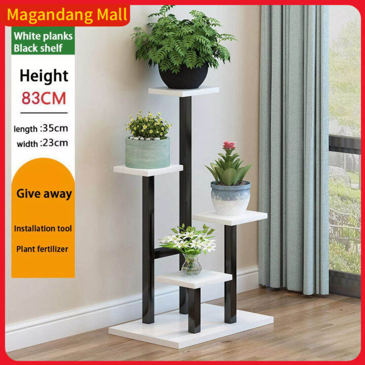 COD 4Layer Plant Rack Stand Iron Indoor Corner Flower Stand Steel