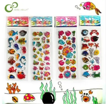 Colorful Marine Life 3D Puffy Stickers, Cartoon Sea Creatures