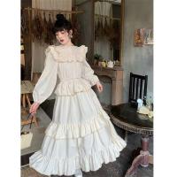 COD DSFGERTGYERE Lolita Dress French Minority Court Style Dress Female Lotus Leaf Side Long Sleeve Thin Cake Skirt