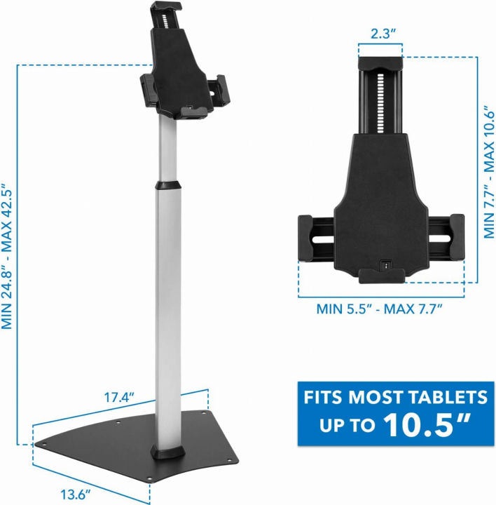 mount-it-anti-theft-universal-tablet-floor-stand-kiosk-height-adjustable-tablet-kiosk-floor-stand-locking-tablet-mount-stand-for-ipad-galaxy-surface-go-amp-other-7-9-10-5-tablets