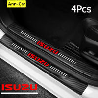 【 Ann-Car】4ชิ้น/เซ็ตประตูรถด้านข้างฐานเหยียบแถบคาร์บอนไฟเบอร์หนังสติกเกอร์ป้องกันรอยขีดข่วนไฟเบอร์สำหรับ Isuzu