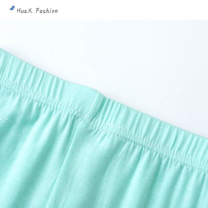 huax-กางเกงเลกกิ้งเด็กผู้หญิงทารกแบบแฟชั่นผ้ายืดทรงสกินนี่สำหรับเด็ก2-8ปีใส่ฤดูร้อนสีทึบ