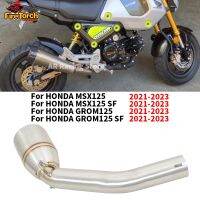 ลื่นไถลสำหรับ Honda GROM125 MSX125 SF GROM 125 2021 2022 2023ระบบหลบหนีไอเสียของมอเตอร์ไซค์ที่ดัดแปลงท่อเชื่อมกลาง50.8มม.